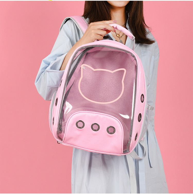 New Pet Bag Pet Backpack Solid Color Cat Bag Transparent Space Bag Outdoor Portable Space Capsule Dog Backpack