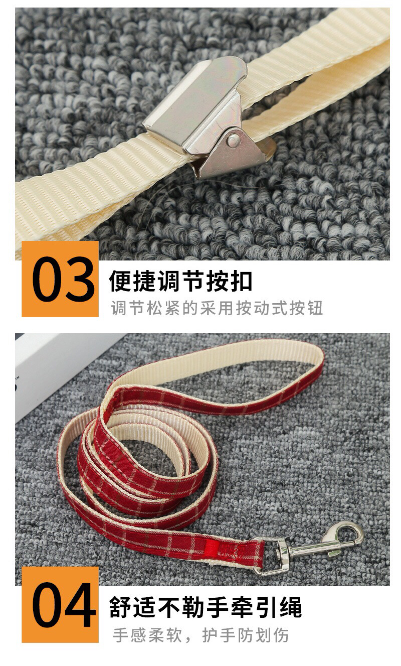 Plaid Chest Strap Pet Hand Holding Rope Dot Dog Vest Hand Holding Rope Mesh Chest Back Dog Leash Cat Rope Wholesale