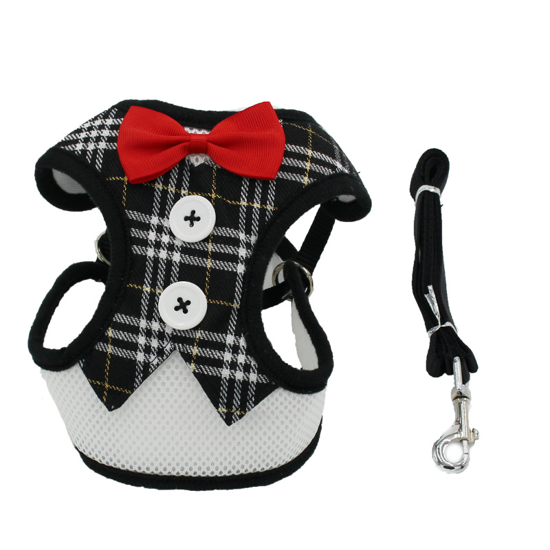 New Dog Hand Holding Rope Pet Bow Dress Mesh Chest Back Suit Bichon Dog Vest Supplies
