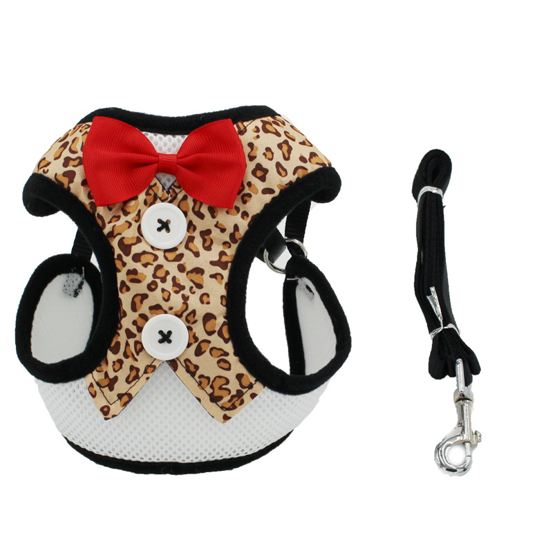 New Dog Hand Holding Rope Pet Bow Dress Mesh Chest Back Suit Bichon Dog Vest Supplies