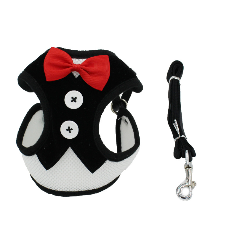 New Dog Hand Holding Rope Pet Bow Dress Mesh Chest Back Suit Bichon Dog Vest Supplies