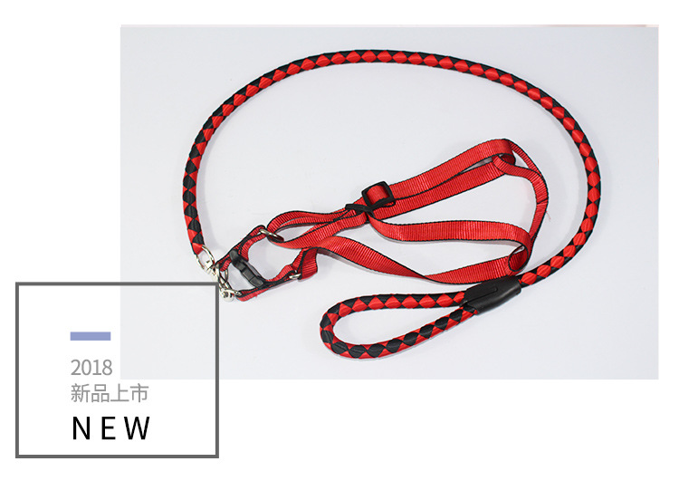 Processing Customized Hand-Woven Pet Traction Belt round Rope Chest Back Dog Hand Holding Rope Walking Dog