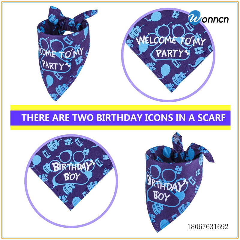 Dog Birthday Hat Triangle Scarf Glitter Bow Tie Pet Birthday Supplies Printing Happy Birthday Three-Piece Set Dog Birthday Hat Triangle Scarf Glitter Bow Tie Pet Birthday Supplies Printing Happy Birthday Three-Piece Set