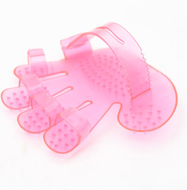 Transparent Five-Finger Bath Brush Rub Massage Brush Pet Gloves