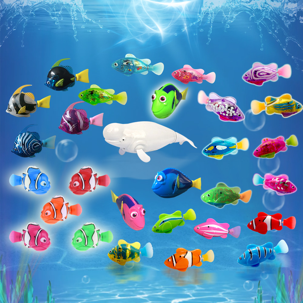 Foreign Trade Electric Fish Swimming Electronic Pet Fish Simulation Magic Light Induction Clownfish Bath Toys