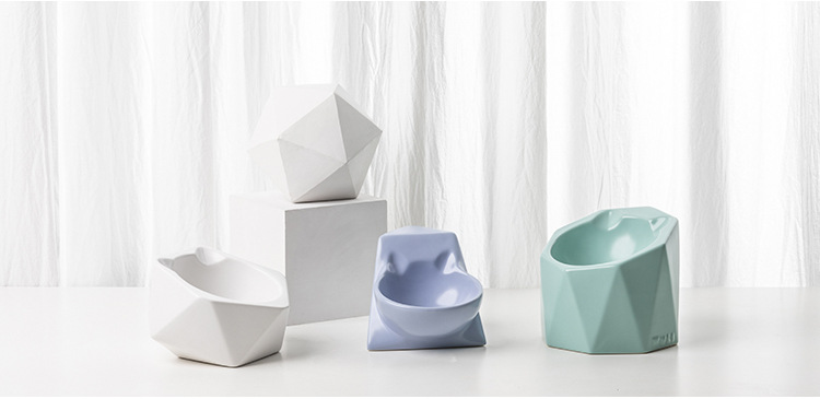 New Geometric Six-Side Exquisite Bowl Ceramic Pet Bowl Dogs and Cats Food and Drink Food Basin Factory Direct Sales New Geometric Six-Side Exquisite Bowl Ceramic Pet Bowl Dogs and Cats Food and Drink Food Basin Factory Direct Sales
