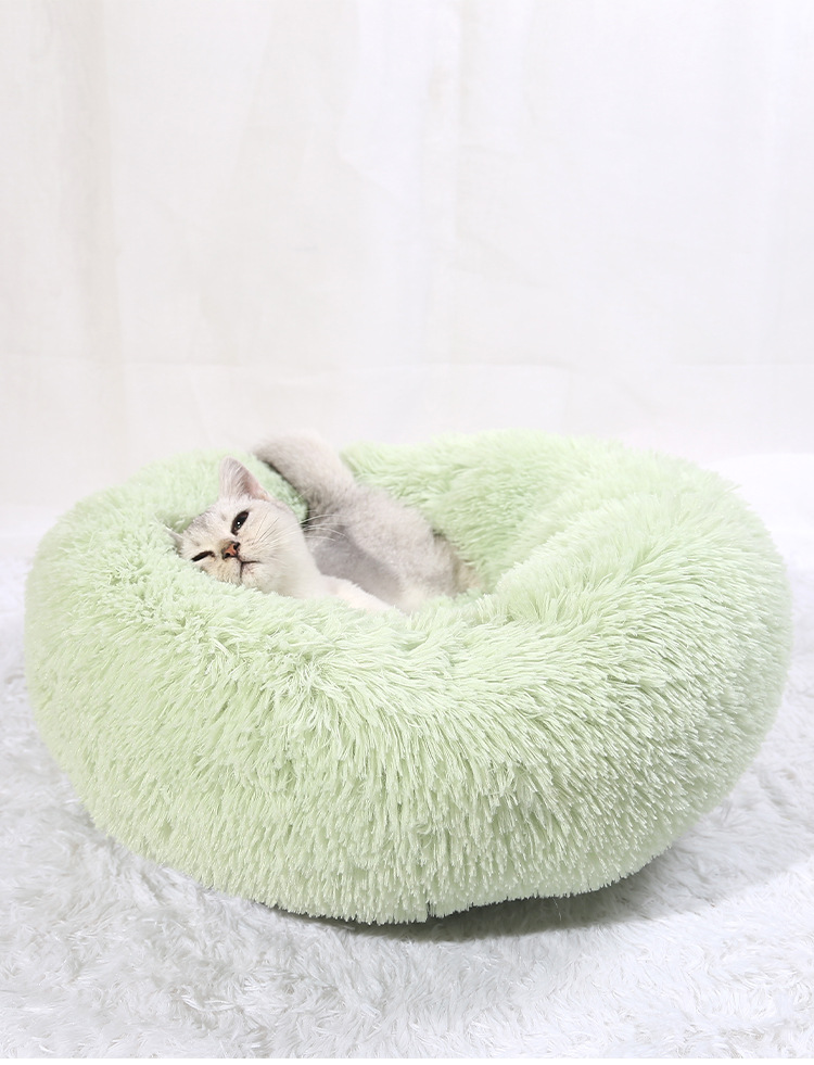 Amazon Pet Supplies Kennel Pad Autumn and Winter Warm Plush round Pet Bed Cotton Pet Nest Dog Mat