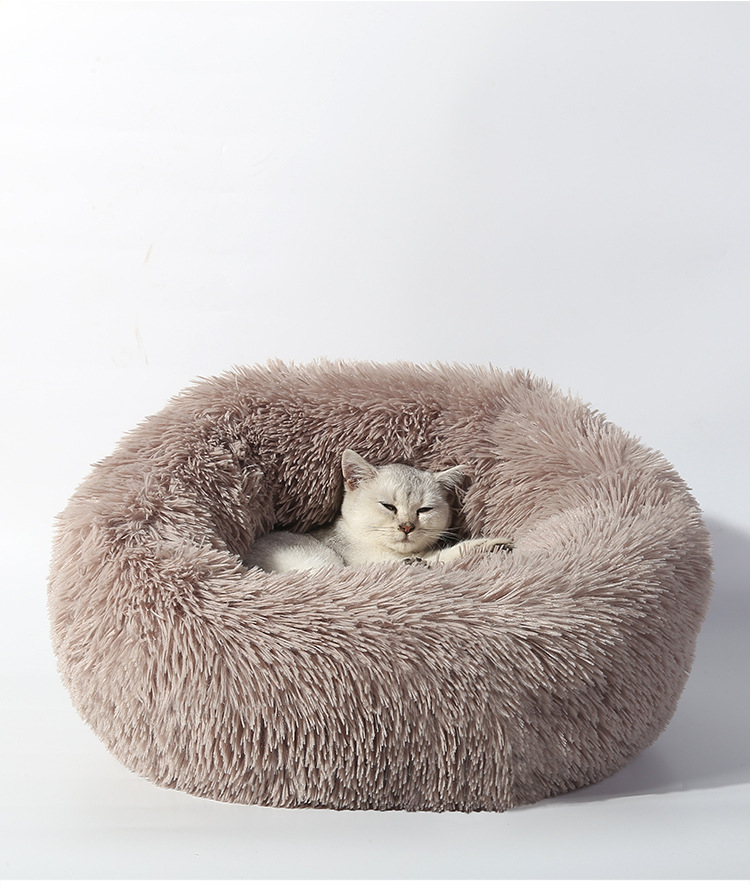 Amazon Pet Supplies Kennel Pad Autumn and Winter Warm Plush round Pet Bed Cotton Pet Nest Dog Mat