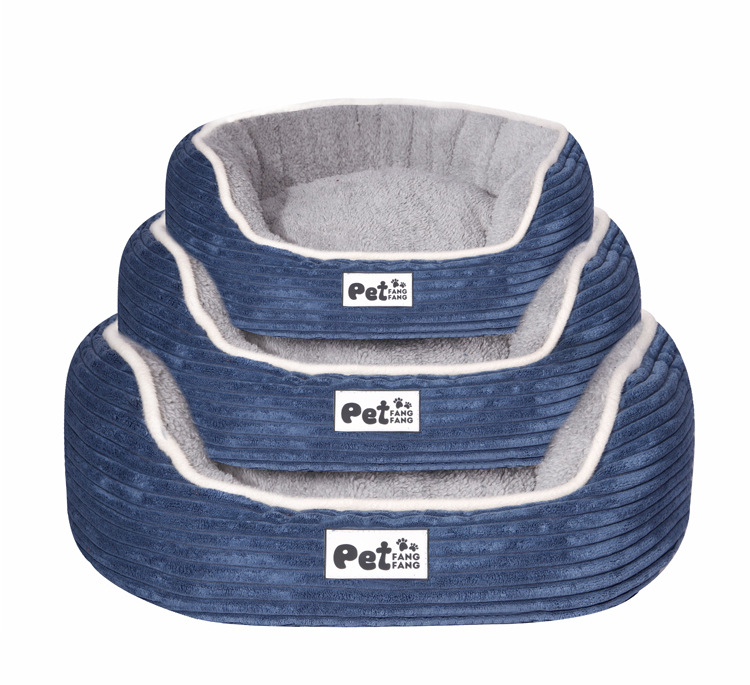 Manufacturer direct sale pet supplies striped corduroy three - piece set dog nest cat nest of autumn winter set pet nest Manufacturer direct sale pet supplies striped corduroy three - piece set dog nest cat nest of autumn winter set pet nest