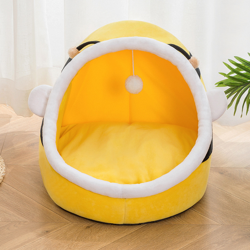 Winter Pet Cathouse Doghouse Plush Cartoon Kennel Warm Stain-Resistant Semi-Closed Pet Nest Pet Supplies Winter Pet Cathouse Doghouse Plush Cartoon Kennel Warm Stain-Resistant Semi-Closed Pet Nest Pet Supplies