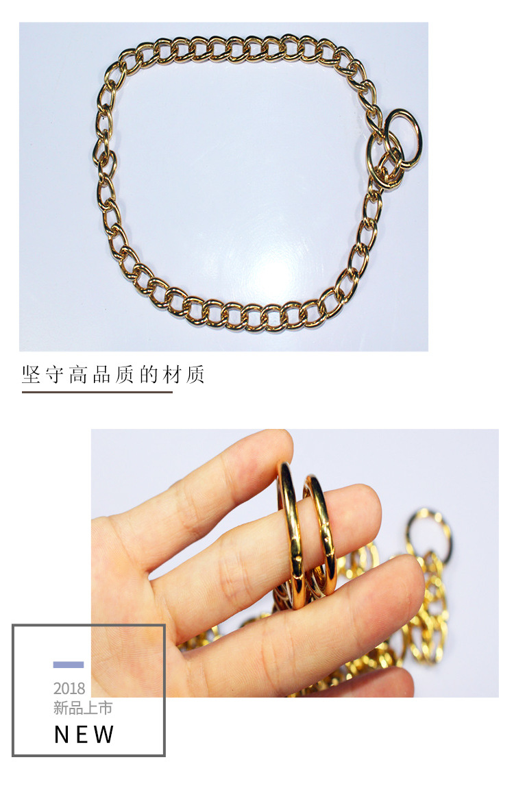 Dog Chain Large Dog P Chain Durable Solid Pure Copper Pet Chain Button Dog Training Chain Pet Supplies Traction