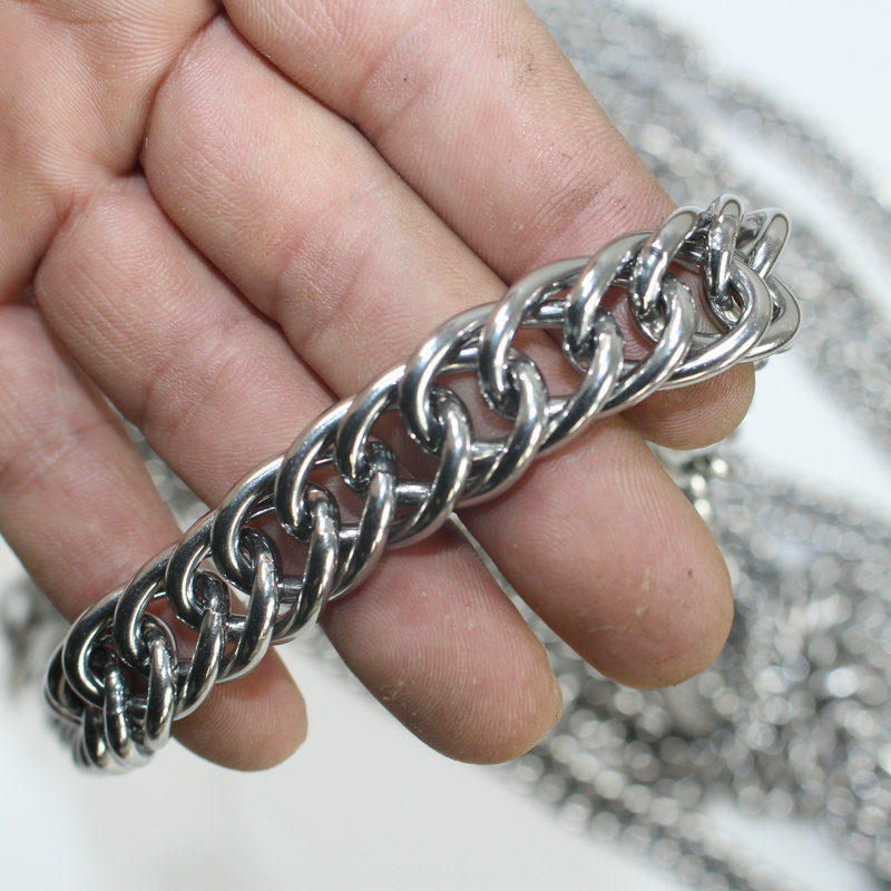 Double Twisted Stainless Steel P Chain Stainless Steel Pet Chain Grinding Training P Chain Large Dog Dog Collar Anti-Bite Control Chain