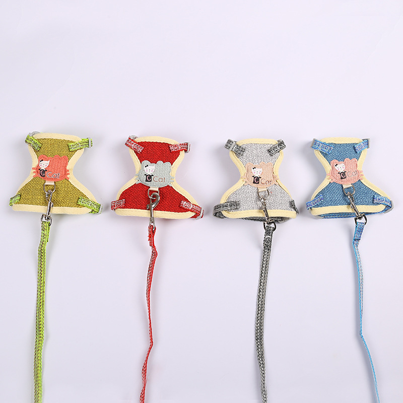 Cross-Border Hot Selling Cartoon Cotton Cloth Cat Pulling Rope Breathable Anti Breaking Loose Cat Rope Vest Style Chest Strap Pet Rope Cross-Border Hot Selling Cartoon Cotton Cloth Cat Pulling Rope Breathable Anti Breaking Loose Cat Rope Vest Style Chest Strap Pet Rope
