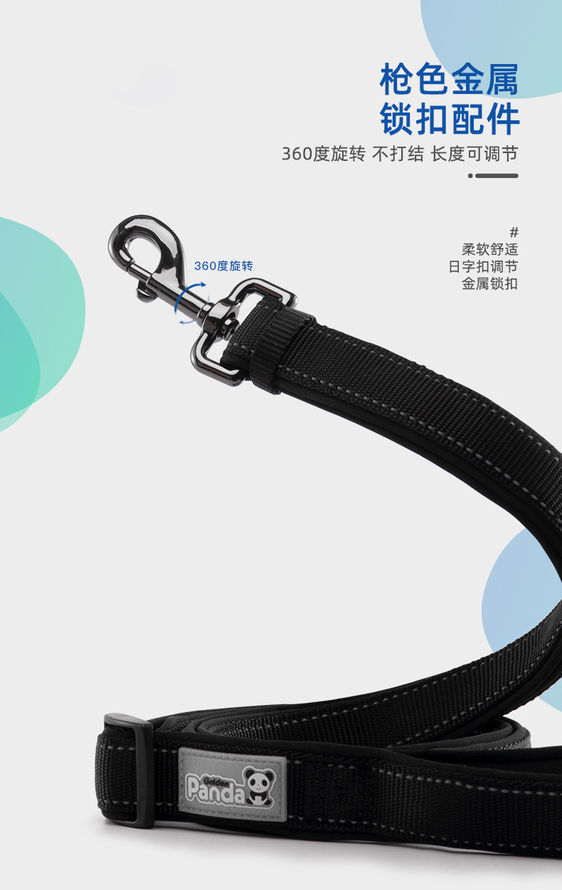 Factory Direct Sales Hot Sale Luminous Reflective Hand Holding Rope Nylon Bandana Double D Buckle Adjustable Dog Collar Pet Rope Wholesale