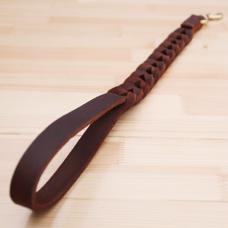 Leather Pulling Rope Cowhide Dog Chain Pet Rope Cowhide Short Step Pull Traction Belt Pull Peels Top Layer Leather