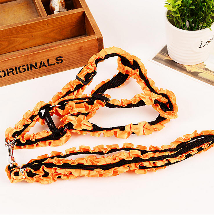 Manufacturer wholesaling pet rope satin cute small and small dogs pulling rope teddy bomei dog suit chest strap.