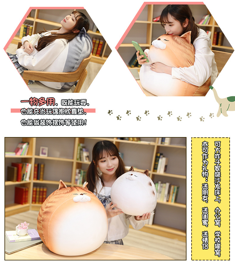 Japanese Cute Pet Cat Egg Cat Doll Plush Toy Bed Sleeping Super Soft Big Pillow Doll Japanese Cute Pet Cat Egg Cat Doll Plush Toy Bed Sleeping Super Soft Big Pillow Doll