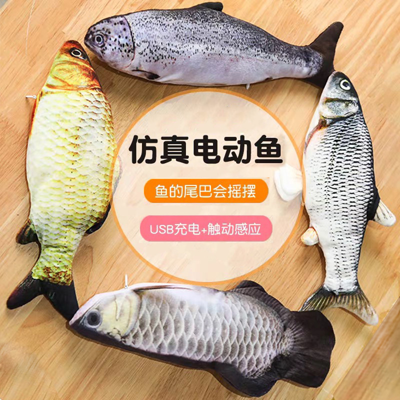 Douyin Same Electric Fish Simulated Fish Funny Cat Beating Fish Funny Cat Pet Toy USB Charging Net Red Fish