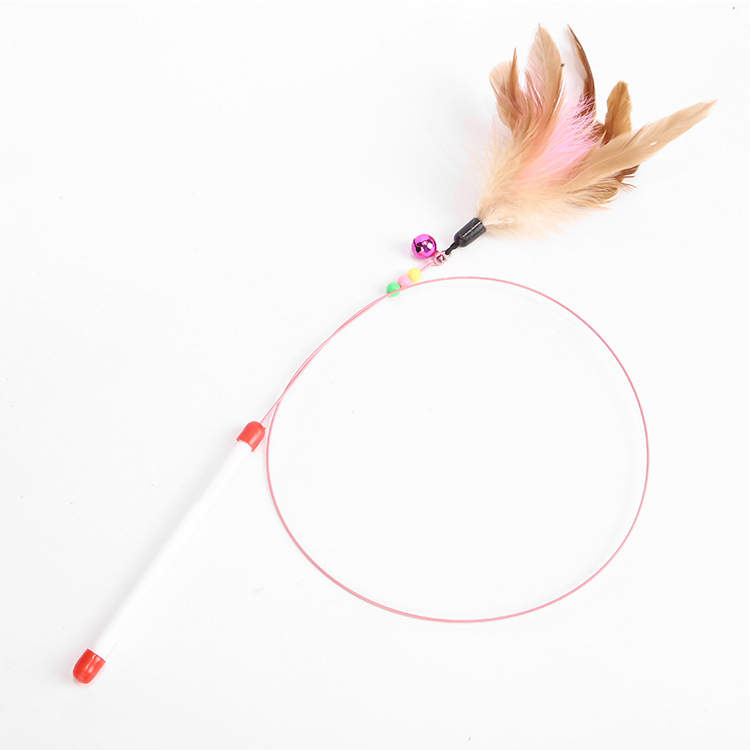 Factory In Stock Steel Wire Color Feather Cat Teaser Cat Toy Free Bell Cat Toy Pet Supplies Wholesale