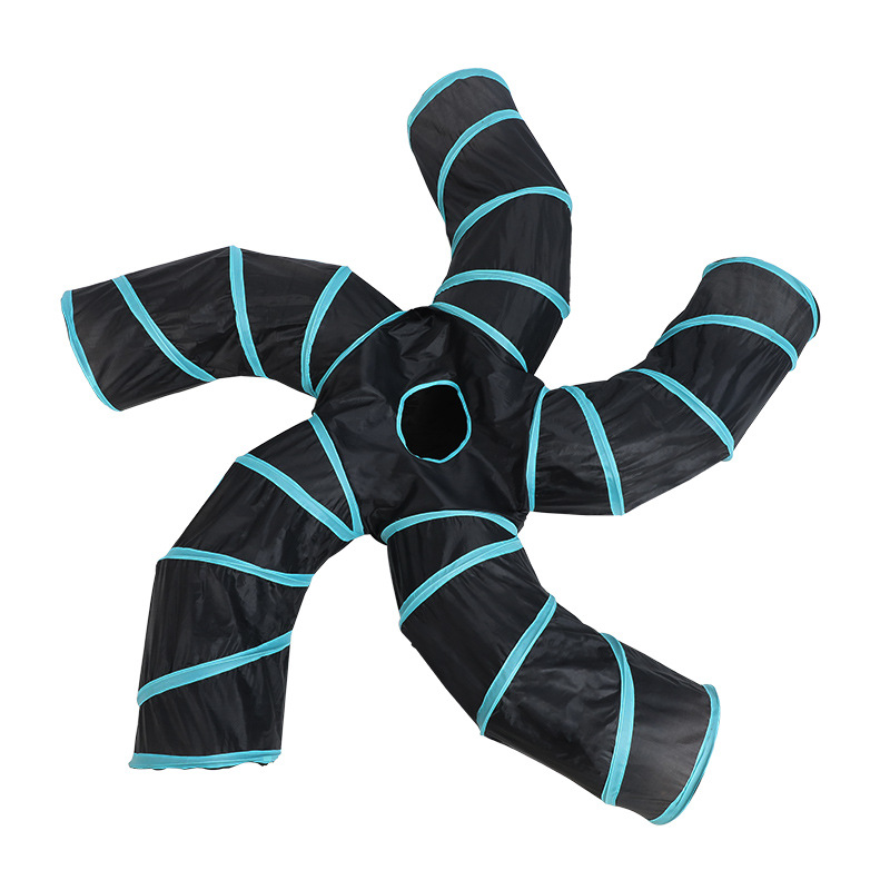Factory Direct Sales Foldable Polyester Pet Passage Cat Tunnel Cat Five-Channel Pet Cat Dog Toy