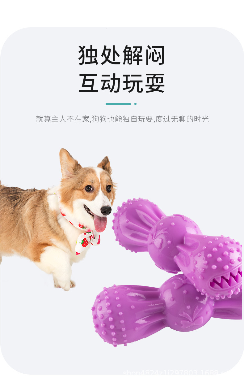 Dog Bow Rolling Food Dropping Ball Pet Tooth Protection Bite-Resistant Molar Rod Dog Relieving Stuffy Artifact Pet Toy