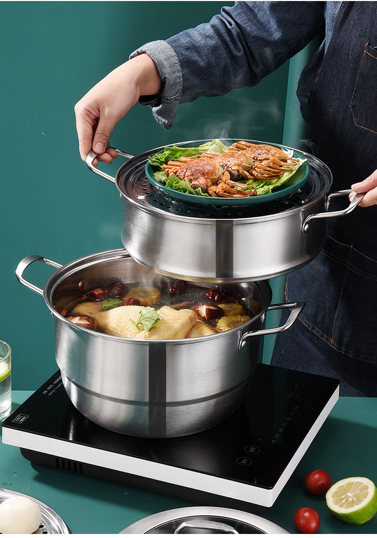 304 Stainless Steel Steamer Double Grate Extra Thick Three-Layer Steamer with Steamer Business Supermarket High-End Promotional Gifts Gifts 304 Stainless Steel Steamer Double Grate Extra Thick Three-Layer Steamer with Steamer Business Supermarket High-End Promotional Gifts Gifts