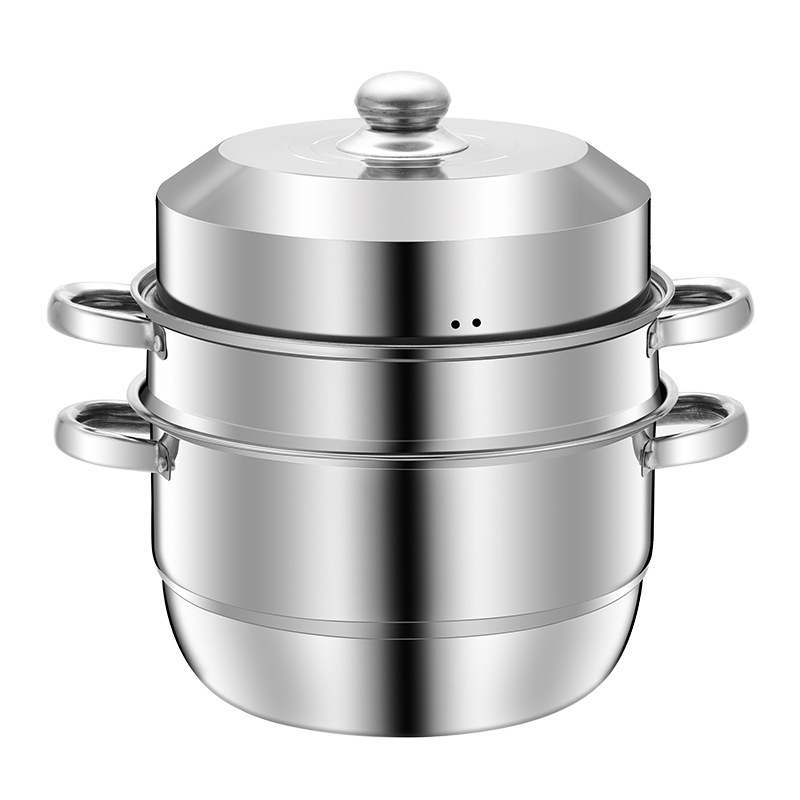 Stainless Steel Three-Layer Steamer Double Grate Two-Layer Large Capacity Cooking Pot Household Soup Steamer Practical Mid-Autumn Festival National Day Gift