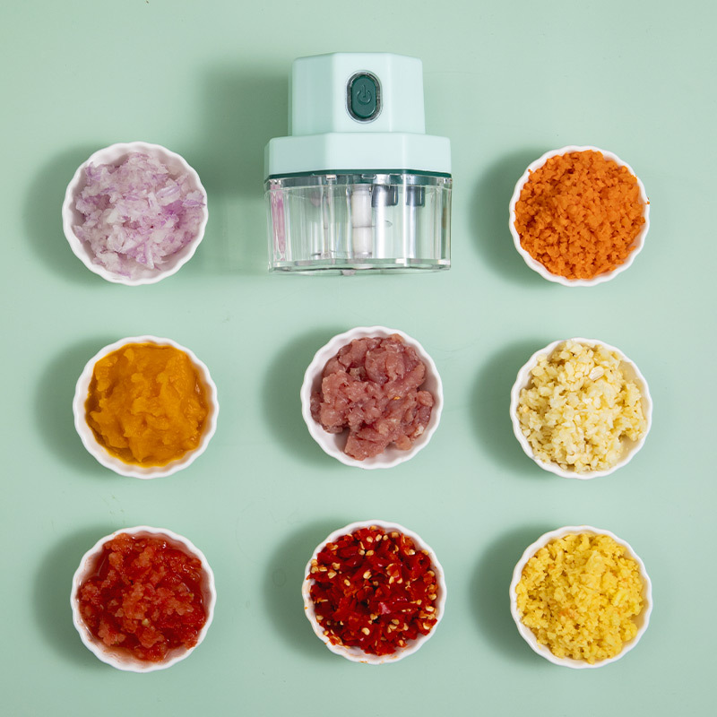 Household Portable Kitchen Mini Wireless Electric Grate Garlic Meat Grinder Meshed Garlic Device Garlic Pounding Chopping Artifact Complementary Food Mixer