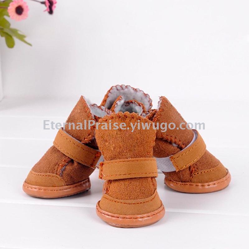 Anti skid and wear resistant dog shoes pet shoes snow boots autumn and winter new teddy cat cotton shoes