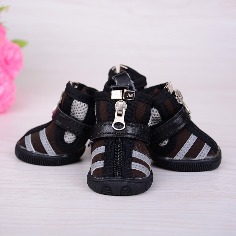 Lanboer pet shoes, pet shoes reflective striped small dog shoes, American and European windproof dog shoes.