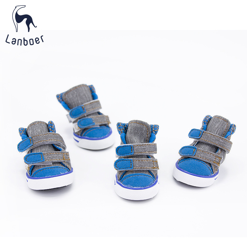 Lanboer blue Boer pet shoes new sports skid resistant canvas shoes small and medium sized dog shoes