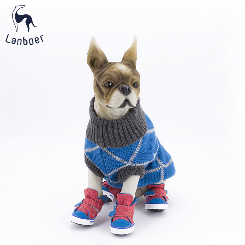 Lanboer blue Boer pet shoes new sports skid resistant canvas shoes small and medium sized dog shoes