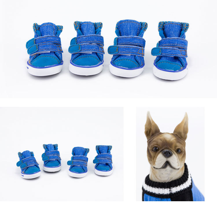 Lanboer blue Boer pet shoes new sports skid resistant canvas shoes small and medium sized dog shoes Lanboer blue Boer pet shoes new sports skid resistant canvas shoes small and medium sized dog shoes