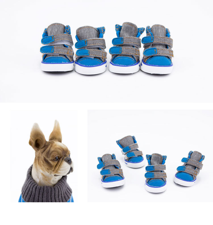Lanboer blue Boer pet shoes new sports skid resistant canvas shoes small and medium sized dog shoes Lanboer blue Boer pet shoes new sports skid resistant canvas shoes small and medium sized dog shoes