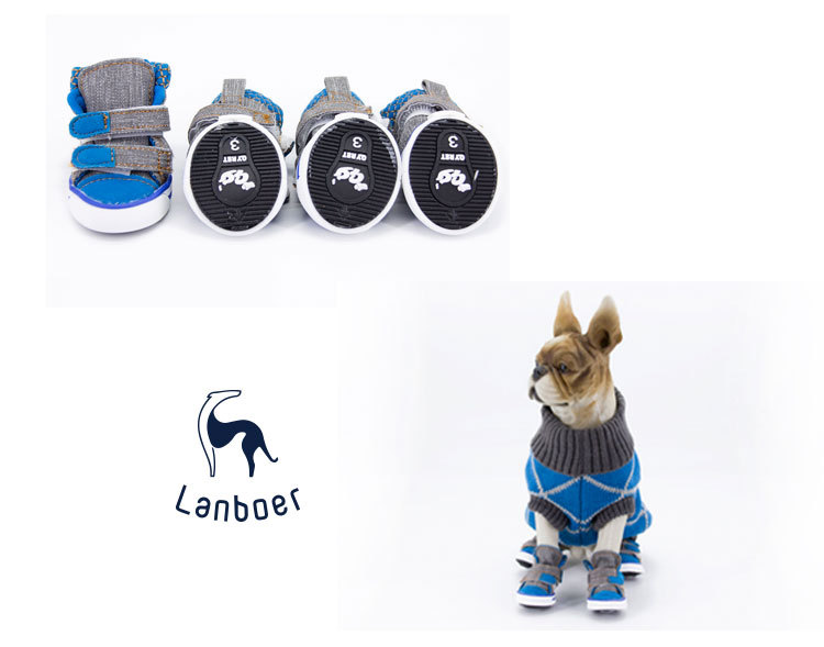 Lanboer blue Boer pet shoes new sports skid resistant canvas shoes small and medium sized dog shoes Lanboer blue Boer pet shoes new sports skid resistant canvas shoes small and medium sized dog shoes