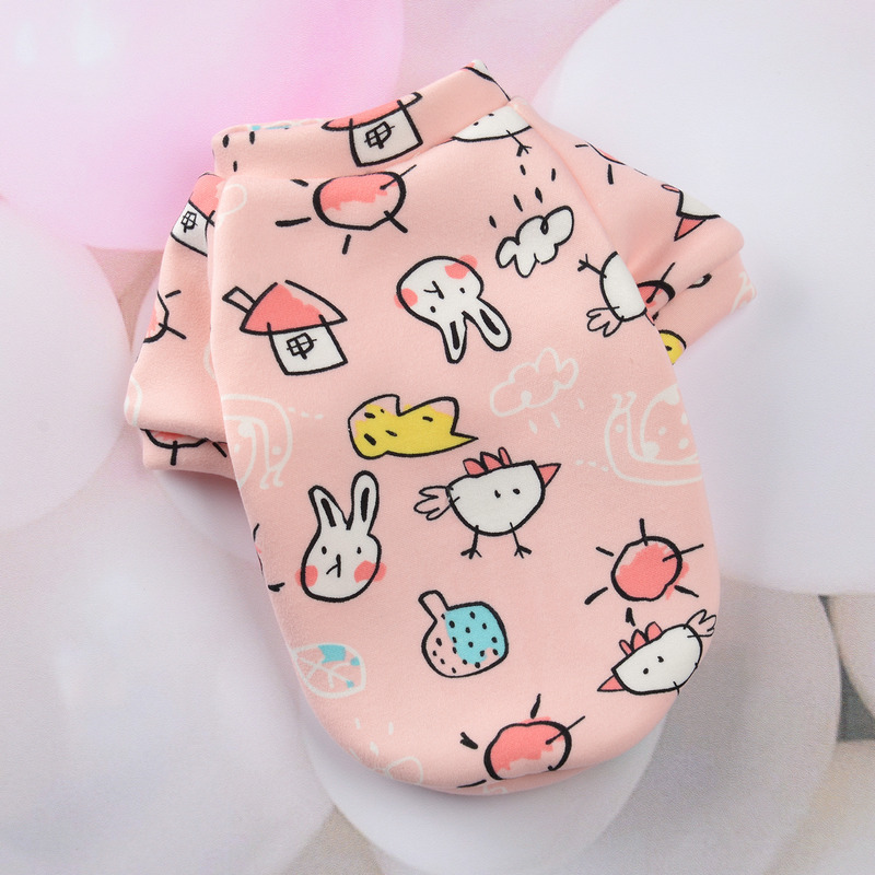 Customized New Cartoon Pet Clothes Fleece-Lined Two-Leg Sweater Autumn and Winter Pullover Pet Dog Clothes Cat Clothes