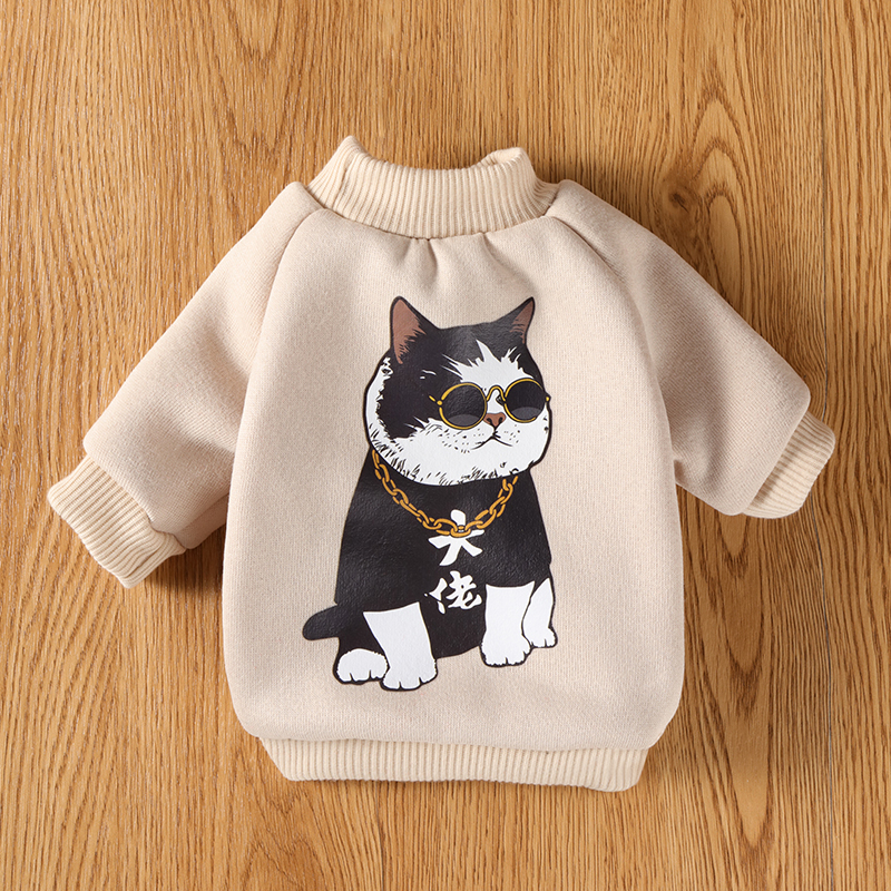 Pet Clothes Dog Autumn and Winter Cartoon Dog Pattern Sweater Polyester Teddy New Pet Clothes Small Pet Supplies