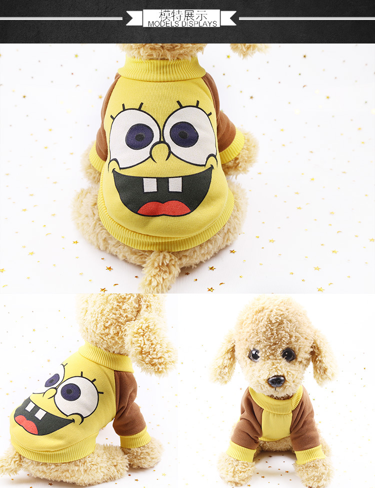 New Dog Clothes Spring and Autumn Winter Teddy Pet Supplies Cartoon Cute Cat Sweater Golden Retriever Big Dog Clothing