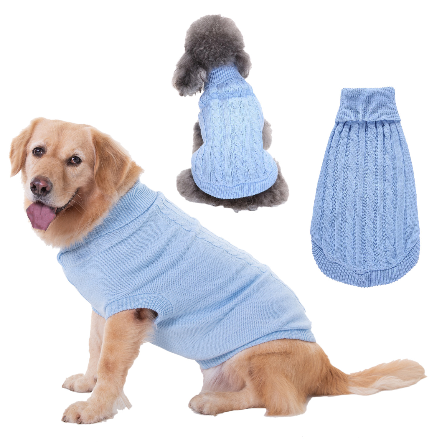 Pet Supplies Dog Clothing Solid Color Pet Dog Dog Sweater Dog Clothes Autumn and Winter Wholesale