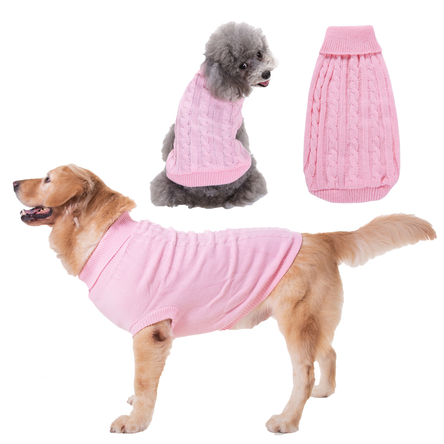 Pet Supplies Dog Clothing Solid Color Pet Dog Dog Sweater Dog Clothes Autumn and Winter Wholesale