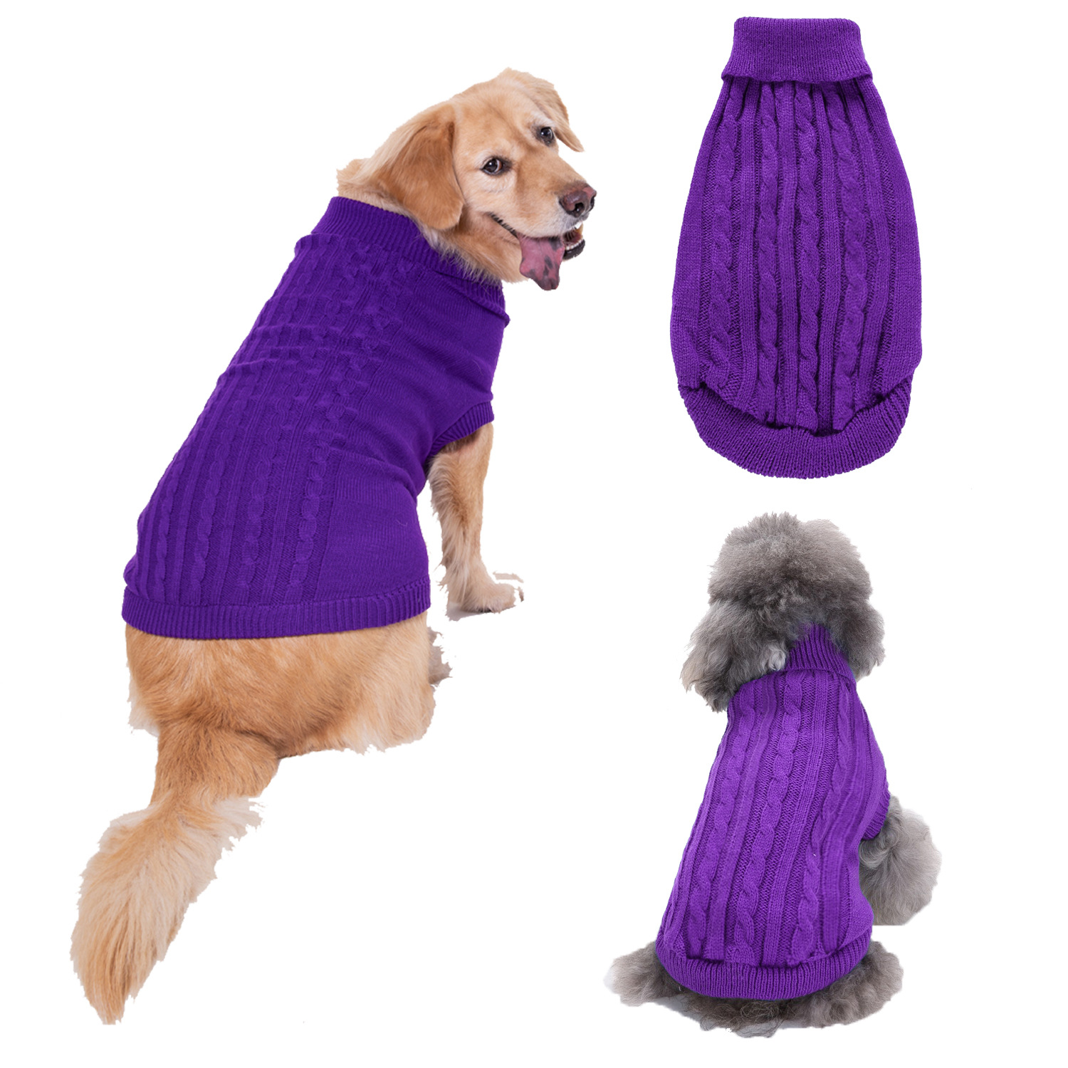Pet Supplies Dog Clothing Solid Color Pet Dog Dog Sweater Dog Clothes Autumn and Winter Wholesale