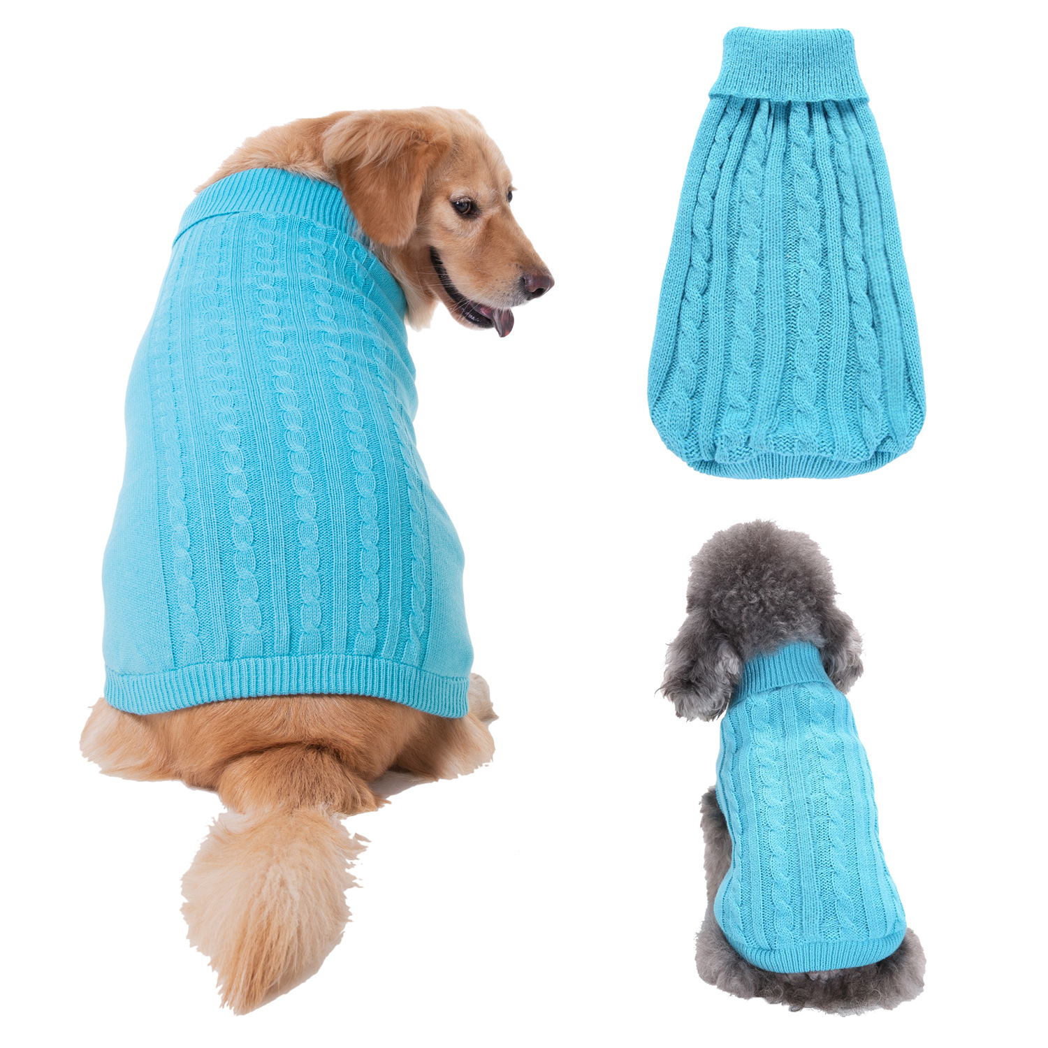 Pet Supplies Dog Clothing Solid Color Pet Dog Dog Sweater Dog Clothes Autumn and Winter Wholesale