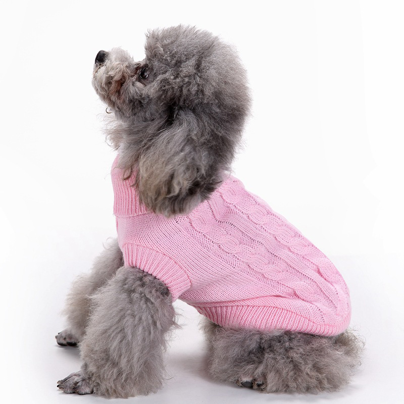 Pet Supplies Dog Clothing Solid Color Pet Dog Dog Sweater Dog Clothes Autumn and Winter Wholesale
