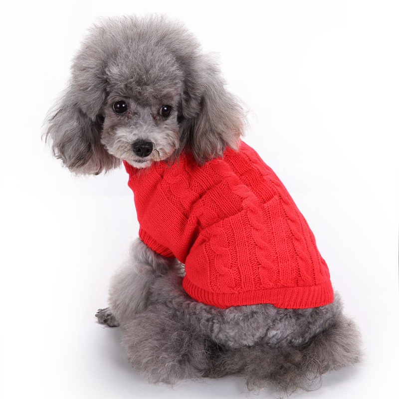 Pet Supplies Dog Clothing Solid Color Pet Dog Dog Sweater Dog Clothes Autumn and Winter Wholesale