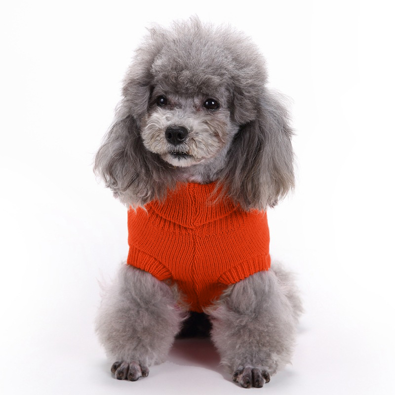 Pet Supplies Dog Clothing Solid Color Pet Dog Dog Sweater Dog Clothes Autumn and Winter Wholesale