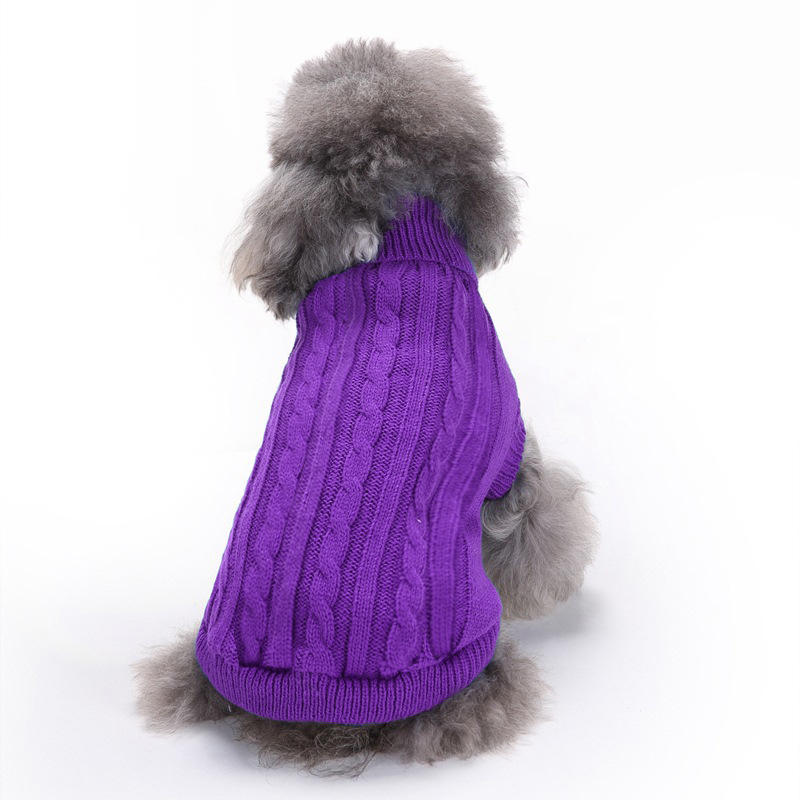 Pet Supplies Dog Clothing Solid Color Pet Dog Dog Sweater Dog Clothes Autumn and Winter Wholesale