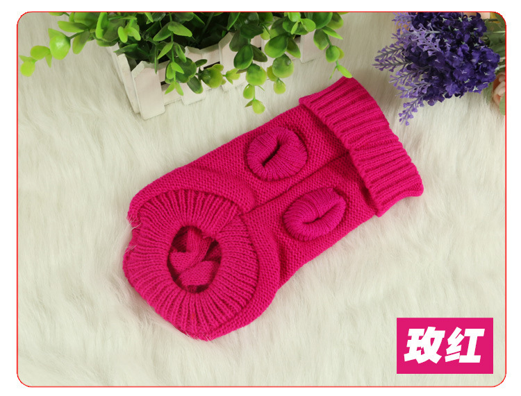 Thicken Autumn and Winter Pet Dog Sweater Warm Three-dimensional Twisted Rope Kitten Puppy Sweater Teddy Bear 