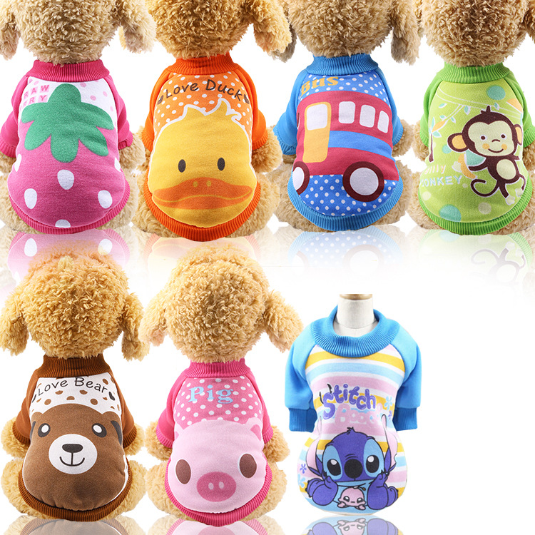 Clothes Spring Autumn and Winter Clothing Teddy Pet Supplies Cute Cartoon Cat Sweater Golden Retriever Big Dog Clothing