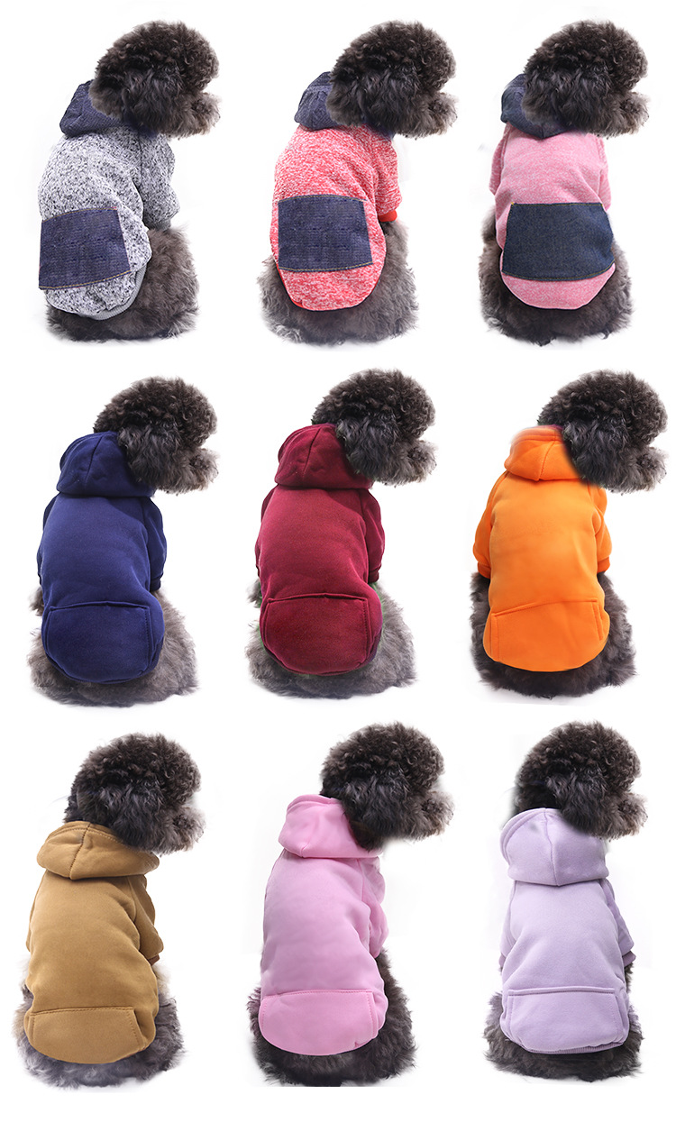 Autumn and Winter Sweater Denim Pocket Two-legged Clothes Sporty Pet Clothes Dog Cat Clothes Pet Supplies