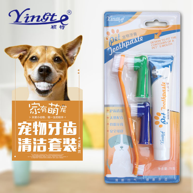 Pet Toothbrush Set Cat and Dog Toothbrush Toothpaste Set Dog Supplies Oral Cleaning Pet Care Supplies